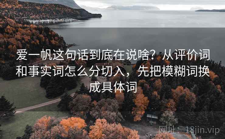 爱一帆这句话到底在说啥？从评价词和事实词怎么分切入，先把模糊词换成具体词